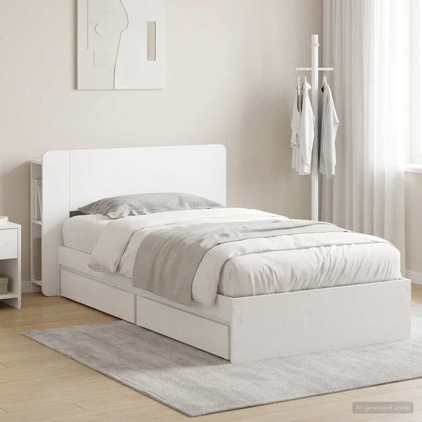 vidaXL Rám postele so skladom Biela 90 x 200 cm Kompozitné drevo