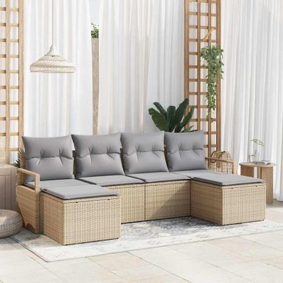 vidaXL Sada pohoviek 6 pcs Béžová polyratan