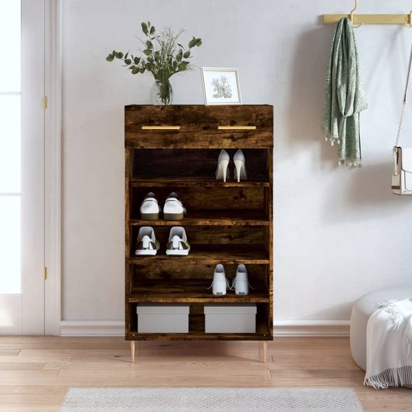 vidaXL Botník dymový dub 60x35x105 cm kompozitné drevo