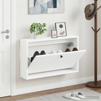 vidaXL Nástenný botník BREDA 71 x 17 x 43 cm Kompozitné drevo Biela
