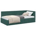 vidaXL Rohový rám postele Tmavozelená 90 cm x 190 cm Zamat