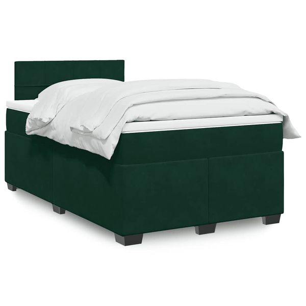 vidaXL Boxspring posteľ s matracom, tmavozelená 120x190cm, zamat