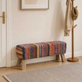 vidaXL lavička 110 x 30 x 45 cm Skutočná koža Viacfarebný