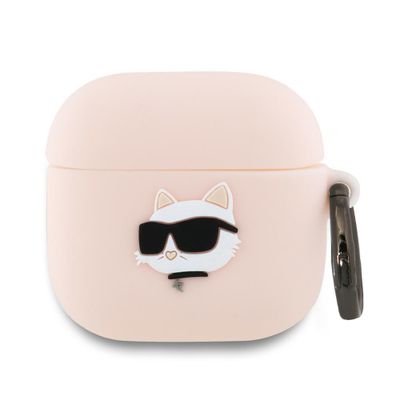 Karl Lagerfeld Obal pre AirPods 4 Silikónový Choupette Head 3D Ružový