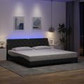 vidaXL Rám postele s LED bez matraca tmavosivá 200x200 cm látka