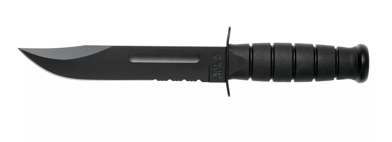 KA-BAR KB-1212 FULL SIZE BLACK bojový taktický nôž 18 cm, čierna farba, kožené puzdro