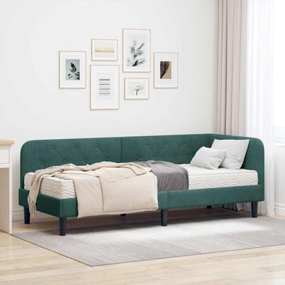 vidaXL Rohový rám postele Tmavozelená 80 x 200 cm Zamat