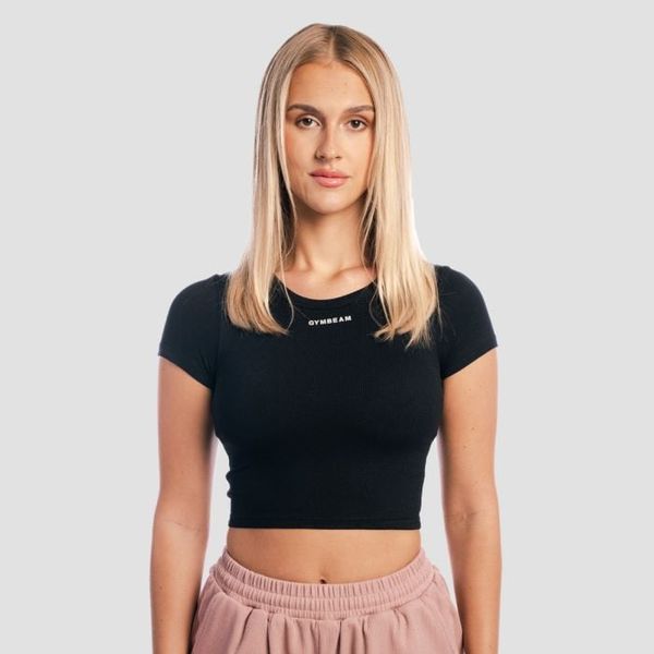 Dámske tričko Cropped Aura Black - GymBeam, veľkosť S