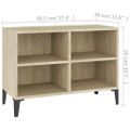 vidaXL TV stolík kovové nohy dub sonoma 69,5x30x50 cm