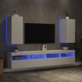 vidaXL TV nástenné skrinky s LED svetlami 2 ks biele 30,5x35x70 cm