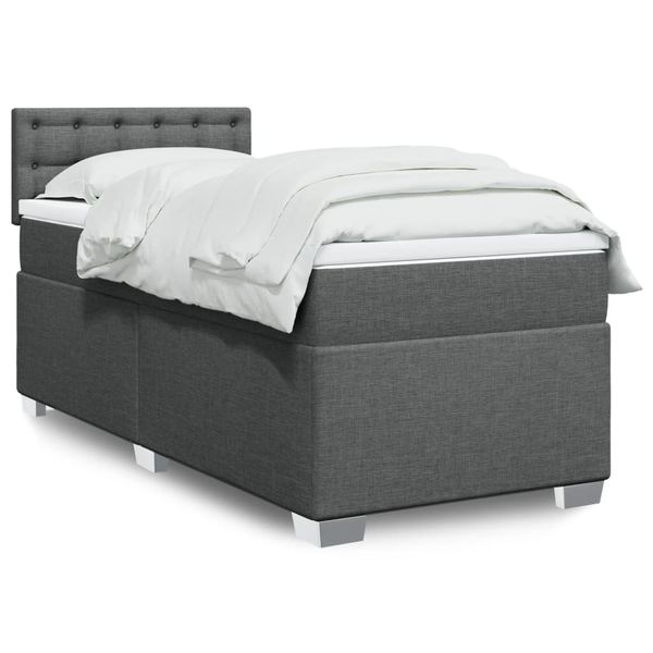 vidaXL Boxspring posteľ s matracom tmavosivá 90x190 cm látka