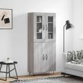 vidaXL Vysoká skrinka sivý dub sonoma 69,5x34x180 cm spracované drevo