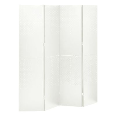 vidaXL Paraván so 4 panelmi, biela 160x180 cm oceľ