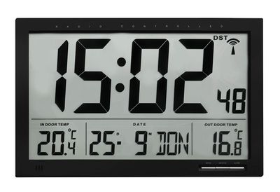 60.4510.01 TFA Rádiom riadené nástenné XL hodiny s vnútornou/vonkajšou teplotou, čierne