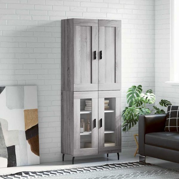 vidaXL Vysoká skrinka sivý dub sonoma 69,5x34x180 cm spracované drevo