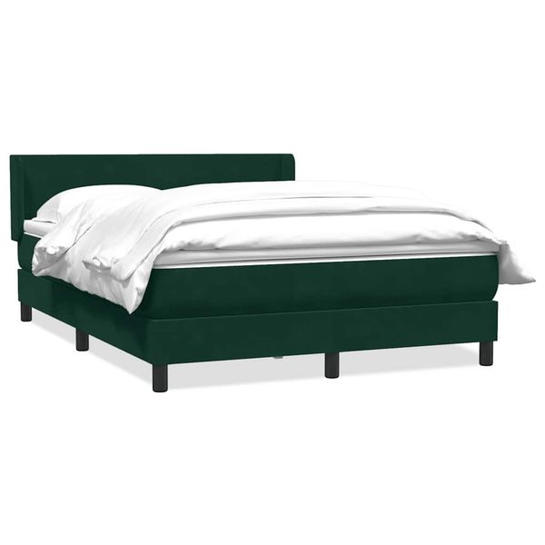 vidaXL Posteľný rám boxsping s matracom tmavozelený 140x220 cm zamat