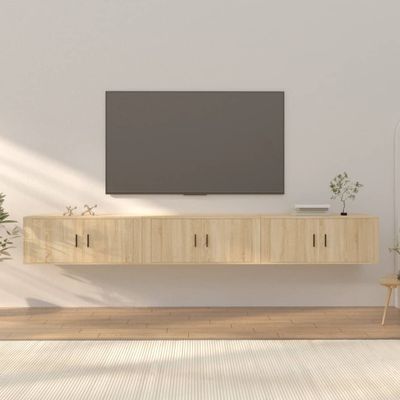 vidaXL Nástenné TV skrinky 3 ks dub sonoma 100x34,5x40 cm