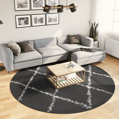 vidaXL Shaggy koberec PAMPLONA, vysoký vlas, čierno krémový Ø 240 cm