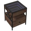 vidaXL Konferenčný stolík s nekonečnými LED hnedý dub 40x40x51 cm