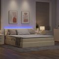 vidaXL LED úložná posteľ s matracom Krémová 160 x 200 cm Látka