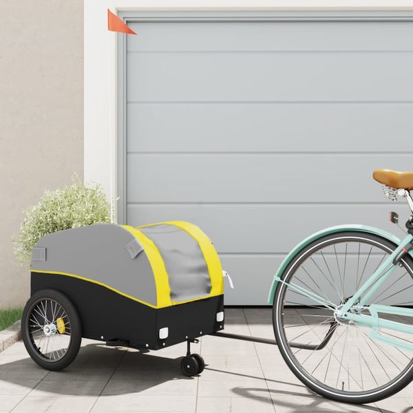 vidaXL Vozík za bicykel, čierno žltý 45 kg, železo