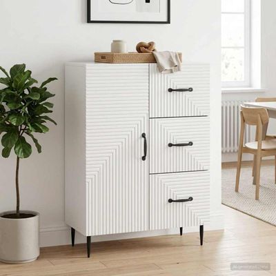 vidaXL Servírovacia skriňa Biela s vysokým leskom 66 x 34,5 x 89,5 cm