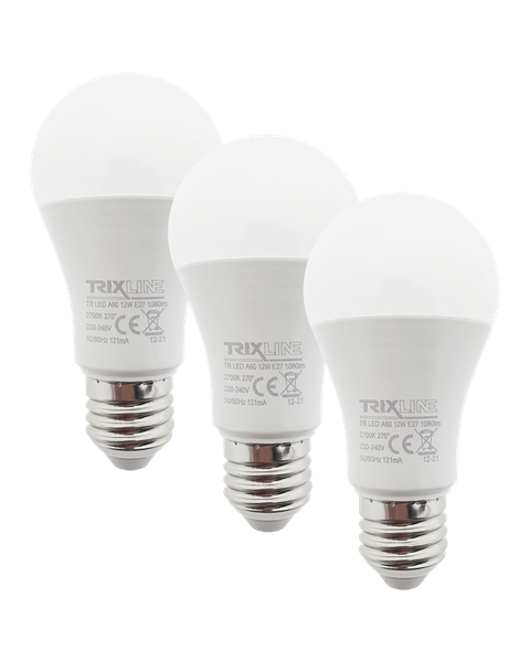 LED žiarovka Trixline 12W A60 E27 teplá biela 3 PACK