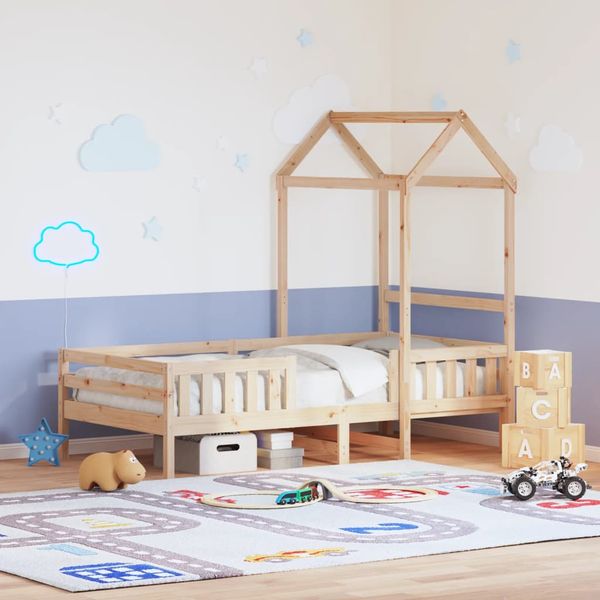 vidaXL Posteľný rám so strieškou 100x200 cm borovicový masív
