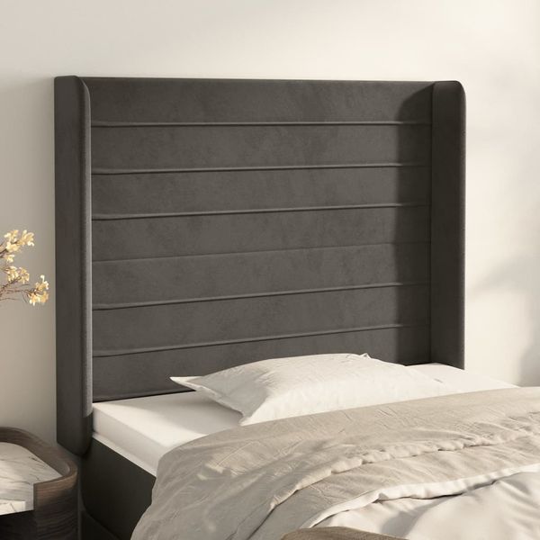 vidaXL Čelo postele so záhybmi tmavosivé 103x16x118/128 cm zamat