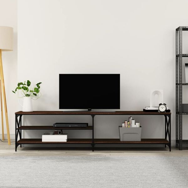 vidaXL TV skrinka hnedý dub 200x40x50 cm kompozitné drevo a kov