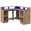 vidaXL Stôl s LED svetlami dub artisian 130x130x91 cm kompozitné drevo