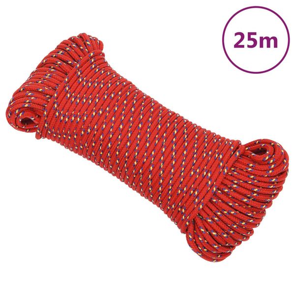 vidaXL Lodné lano červené 5 mm 25 m polypropylén