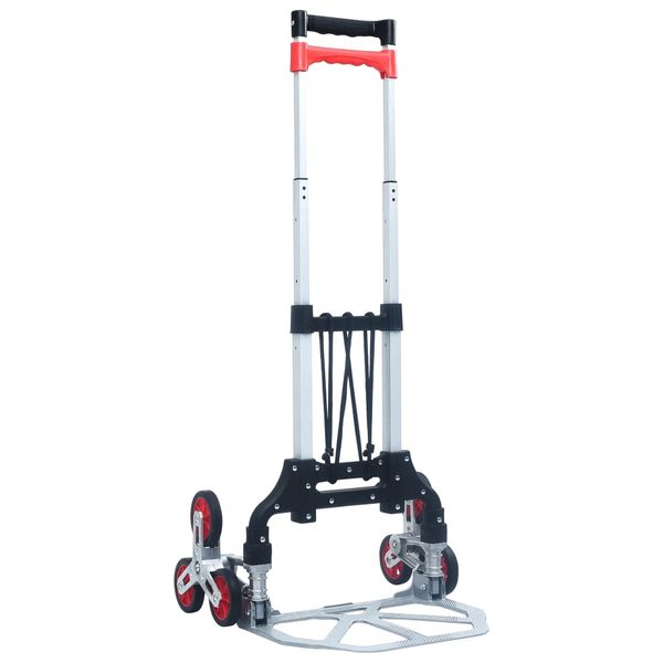 vidaXL Skladací schodiskový vozík strieborný hliníkový 70 kg