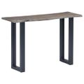 vidaXL Konzolový stolík z akáciového dreva a železa sivý 115x35x76 cm