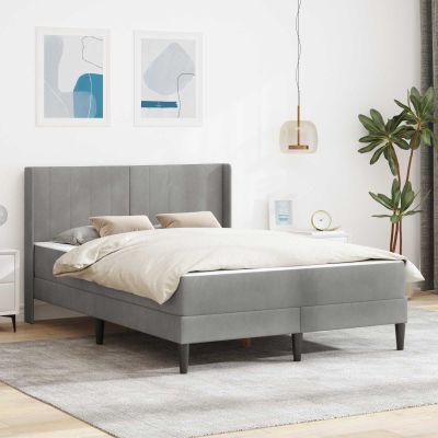 vidaXL Rám postele s matracom Svetlosivá 140 x 200 cm Zamat