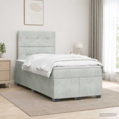 vidaXL Posteľ boxspring s matracom Svetlosivá 120 x 190 cm Zamat