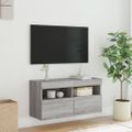vidaXL TV nástenná skrinka s LED svetlami sivá sonoma 80x30x40 cm