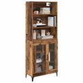 vidaXL Highboard Staré drevo 69,5 x 34 x 180 cm Kompozitné drevo