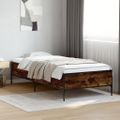 vidaXL Posteľný rám dymový dub 90x200 cm kompozitné drevo a kov