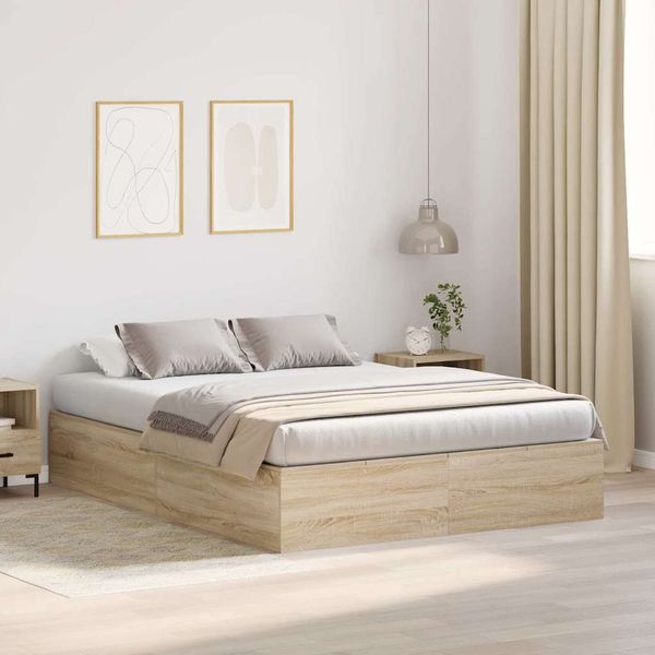 vidaXL Rám postele s úložným prostorem Sonoma dub 150 x 200 cm