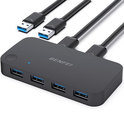 BENFEI prepínač USB 3.0 4 porty pre štyri zariadenia čierny