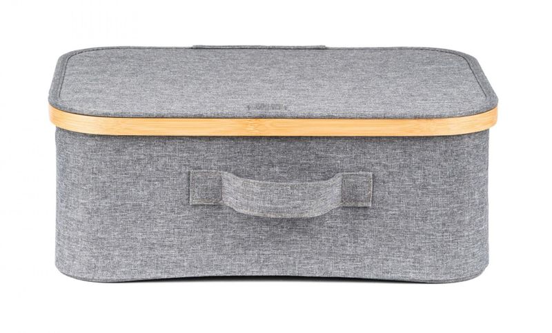 Úložný box G21 40 x 30 x 15 cm, bambusový s vekom, sivý