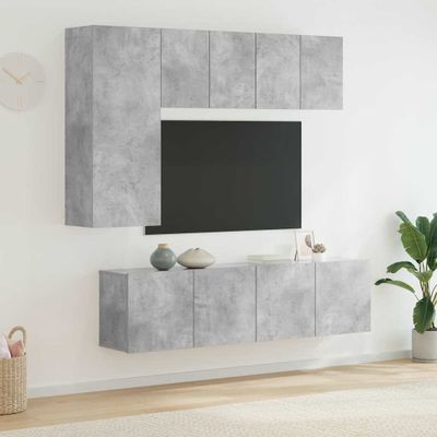 vidaXL 5-dielne TV nástenné skrinky betónovo sivé kompozitné drevo