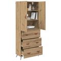 vidaXL Highboard Remeselný dub 69,5 x 34 x 180 cm Kompozitné drevo