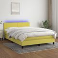 vidaXL Posteľ boxsping s matracom a LED zelená 140x190 cm látka