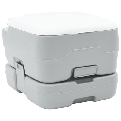 vidaXL Kempingové WC Šedý a biely 41,5 x 36,5 x 30 cm Polyetylén