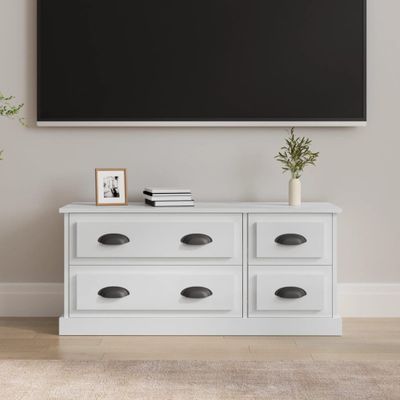 vidaXL TV skrinka lesklá biela 100x35,5x45 cm kompozitné drevo