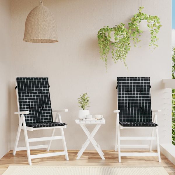 vidaXL Vankúše na vysoké stoličky 2 ks čierne károvaný vzor látka