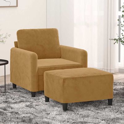 vidaXL Kreslo s podnožkou hnedé 60 cm zamat