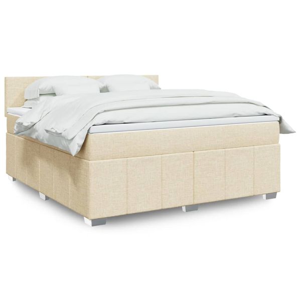 vidaXL Posteľný rám boxspring s matracom krémový 180x200 cm látka